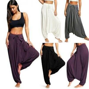 Womens Plus Size Solid Color Casual Loose Harem Pants Yoga Pants Women Trousers