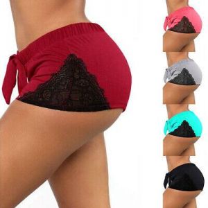 Women&#039;s Sports Yoga Shorts Lace Patchwork Stretchy Gym Butt Lift Hot Pants